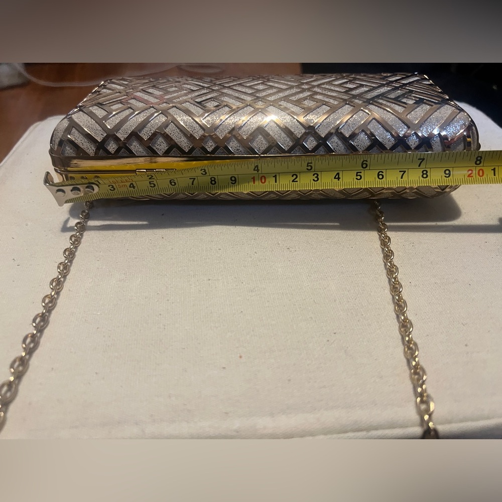 INC International Concepts Gold Geometric Clutch - Picture 7 of 7